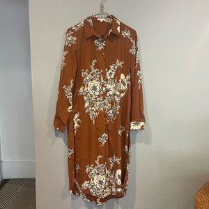 Le Lis Brown Long Sleeve Shirt Dress
